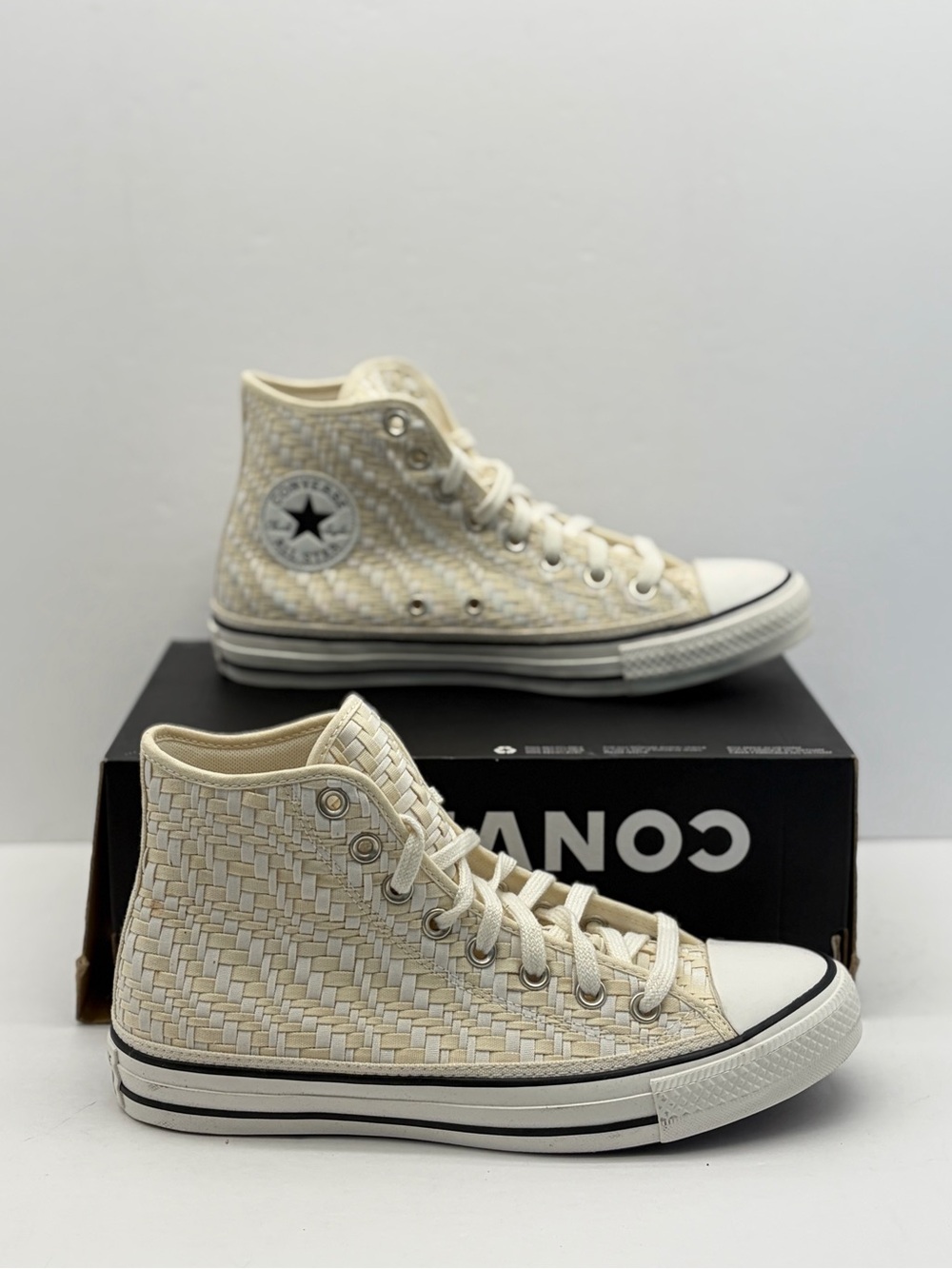 Converse women’s Unisex Cream Woven High Top Sneakers